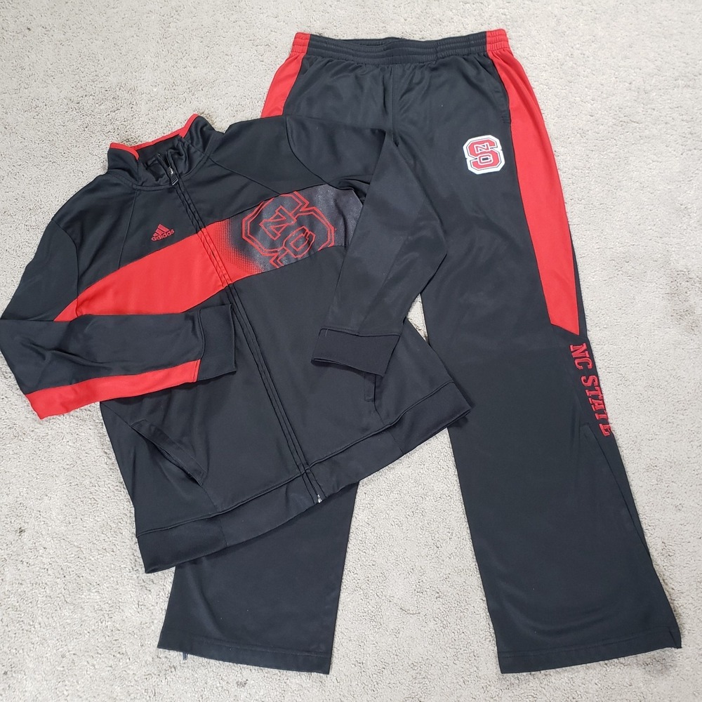 NC State Wolfpack Adidas Tracksuit Mens Large 2pc Jacket and Sweatpants Set NCAA
